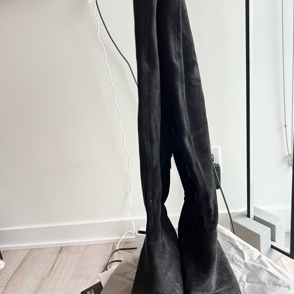 Women Black Suede Over the Knee Boots - Picture 2 of 3